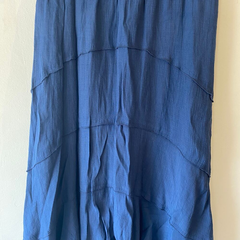 A Byer Blue Asymmetrical‎ Pull-on Midi Bohemian Festival Skirt SZ M Flowy Fairy - Picture 4 of 7